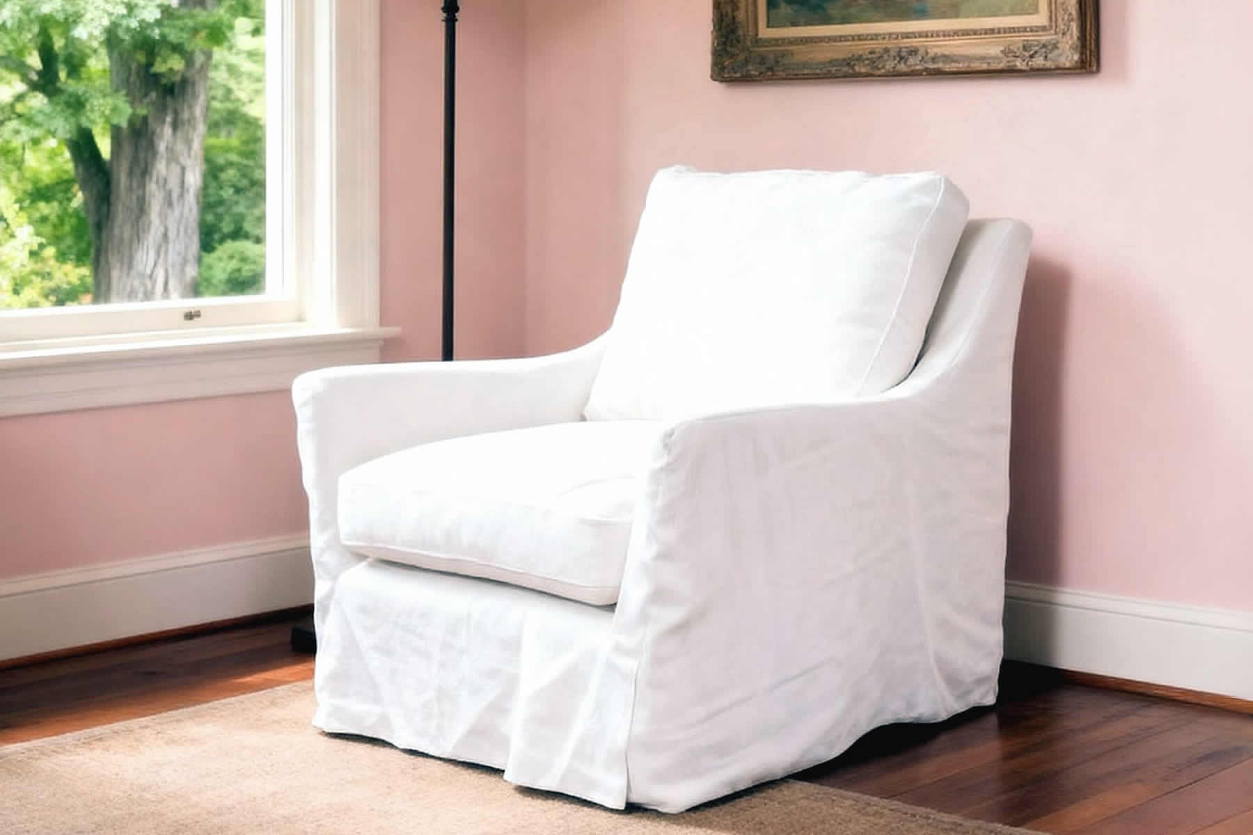 2020 Kitty Cotton Slip-cover Chair - Washable Fabric Slipcover Chair
